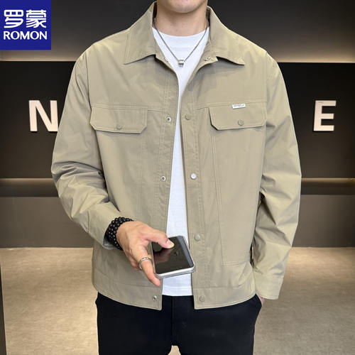 罗蒙春秋男工装翻领夹克外套薄款