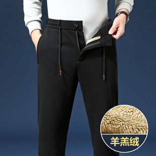 加绒加厚羊羔绒卫裤 休闲裤 冬季 男直筒宽松男士 子 中年大码 秋冬长裤