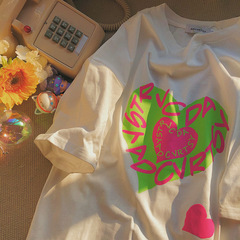 Real shot cotton short sleeve T-shirt women's new summer Korean loose half sleeve medium length T-shirt