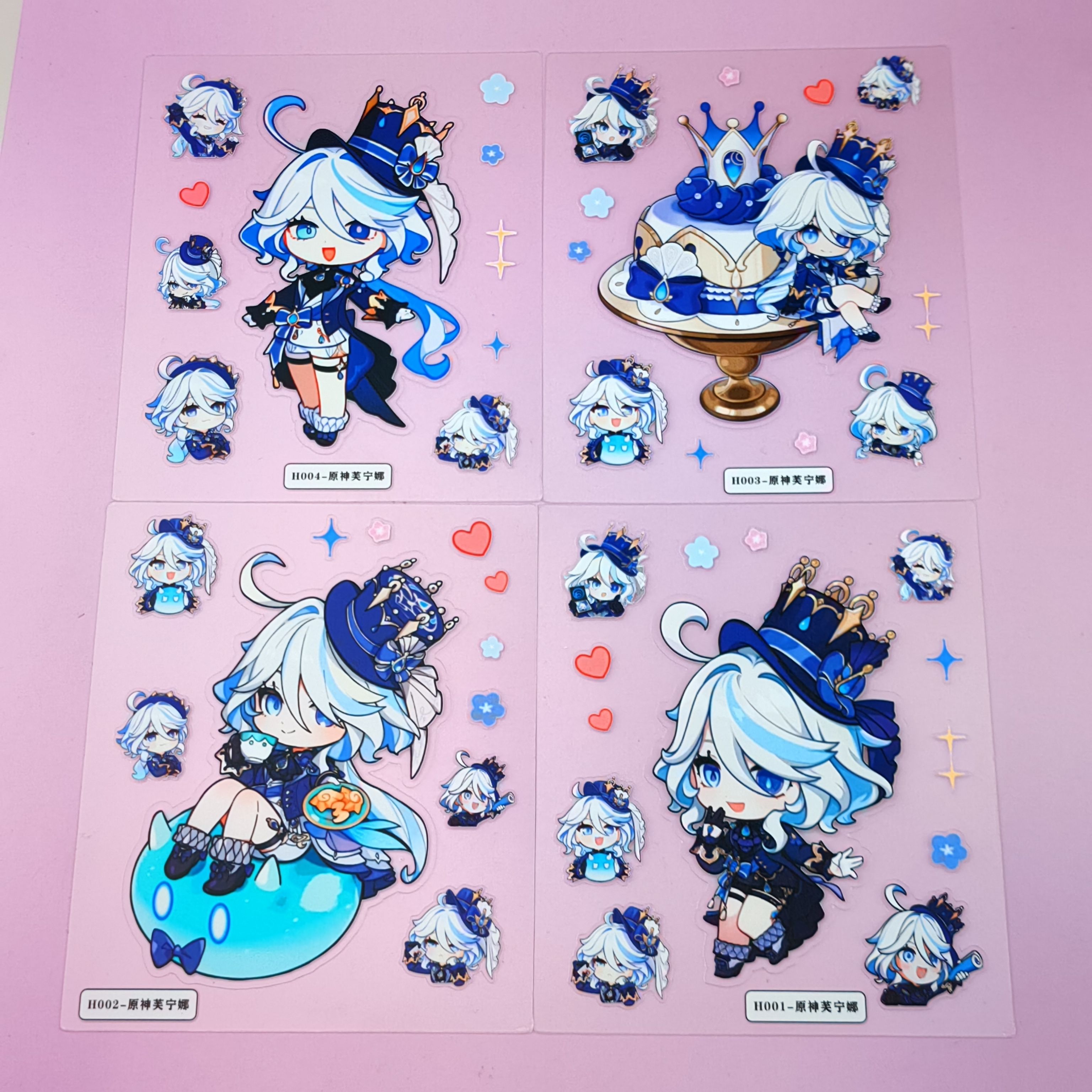 原神同人Q版5d浮雕立体贴纸水神芙宁娜表情包diy手机壳配饰材料包