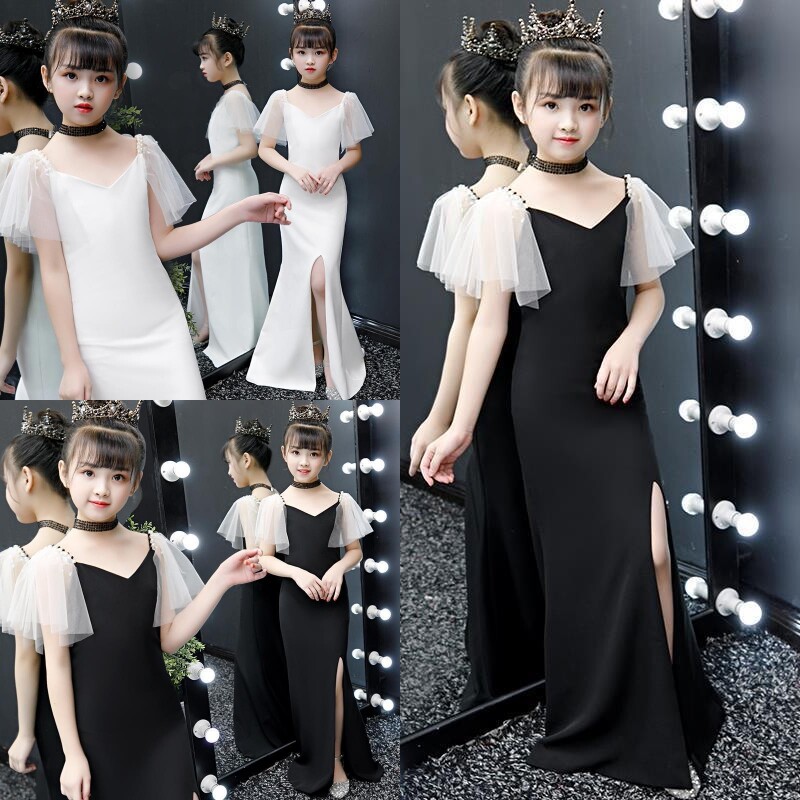黑色儿童晚礼服连衣裙夏季女童图片
