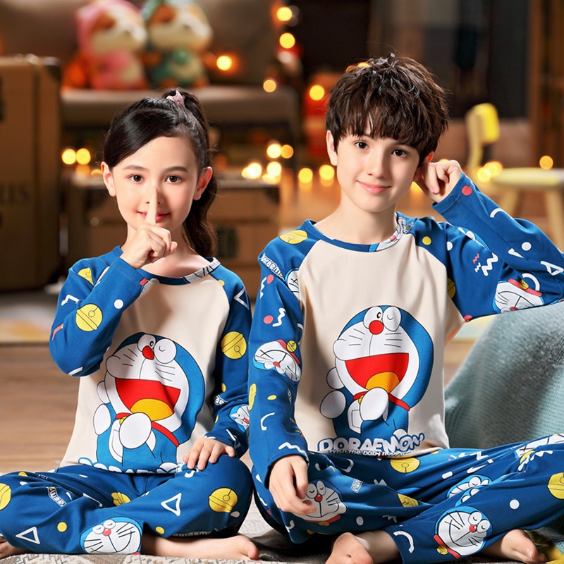 哆啦a梦男童长袖纯棉春秋家居服