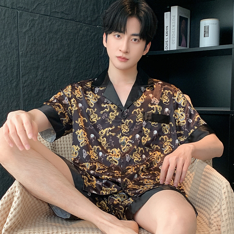 夏天睡衣男冰丝短袖短裤薄款男式夏装高级感丝绸2025新款男士夏季