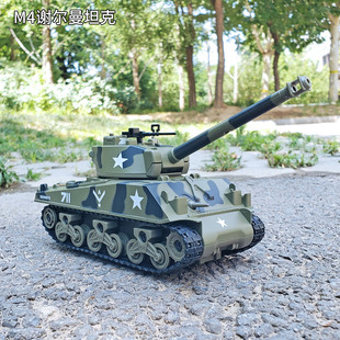 135美国M4谢尔曼坦克合金模型玩具喷雾声光回力履带版儿童玩具车