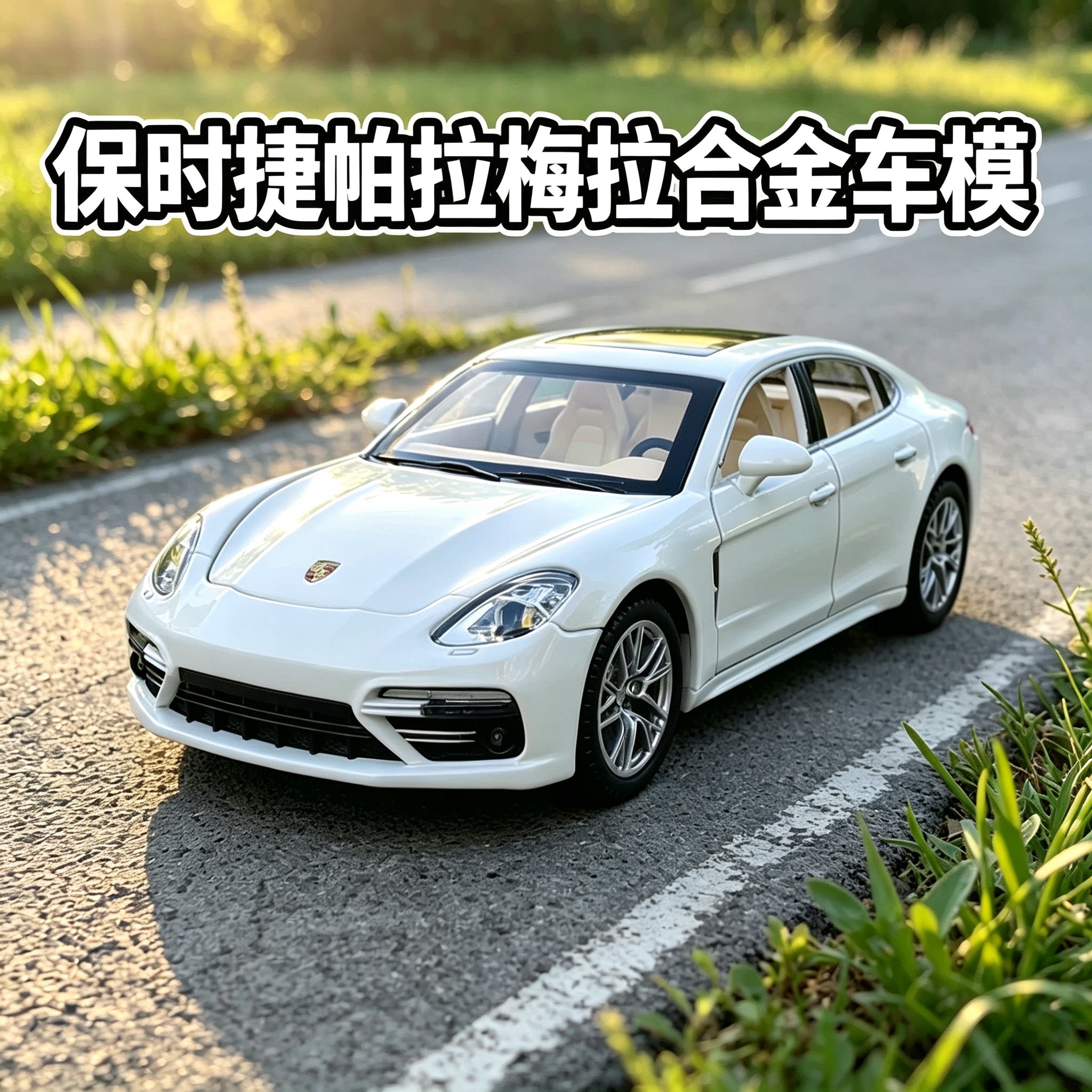 1/24保时捷帕拉梅拉合金汽车模型仿真轿跑回力声光开门金属玩具车