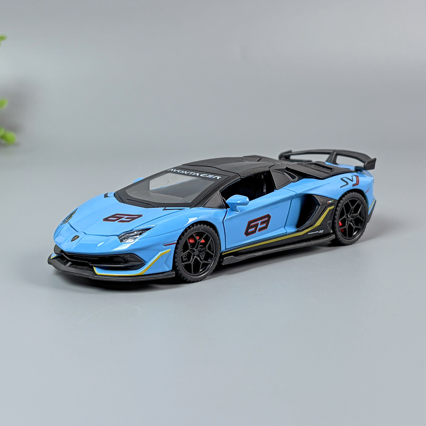 1/32大牛兰博基尼svj63仿真合金车模声光回力玩具跑车可敞篷礼品