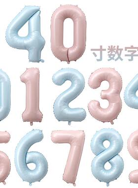 韩系ins风40寸粉蓝色数字铝膜气球儿童生日派对装饰婚庆拍照道具