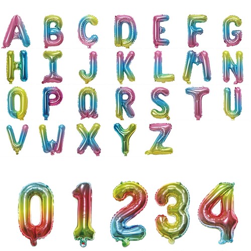16寸渐变色字母A-Z数字0-9气球