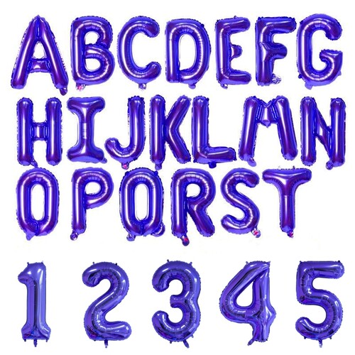 16寸紫色铝膜气球数字0-9字母A-Z