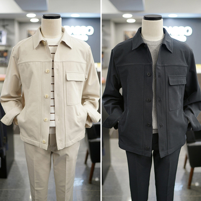 BASSO翻领斜纹弹力休闲夹克套装