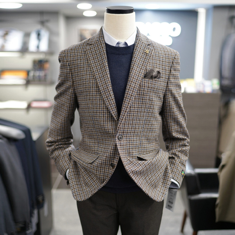 秋BASSO羊绒修身休闲西装男西服