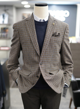 2025秋BASSO格纹意大利进口面料Lanificio di Prayl修身休闲西装