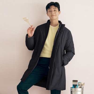 黑色藏青色纯色拉链羽绒服冬装