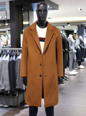 %国内现货韩国清仓特价冬装SIEG FAHRENHEIT棕色羊毛毛呢大衣男士