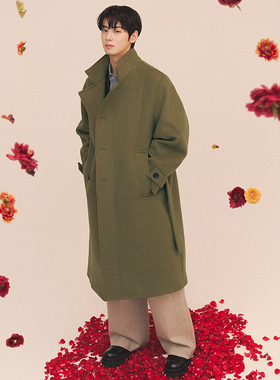 车银优明星同款0120冬Liberclassy卡其米色腰带羊毛毛呢大衣