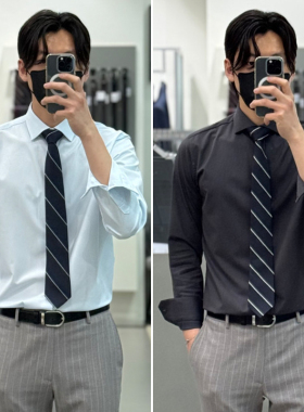 0321春款Liberclassy韩版蓝色基础款上班长袖衬衫3色加大190码