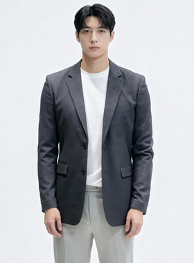 $国内现货170码韩国特价秋BASSO灰色两粒扣商务上班西服外套男士