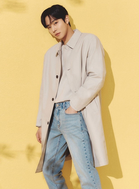 %国内现货180码安孝燮明星同款春款EDITION米色休闲中长款风衣男