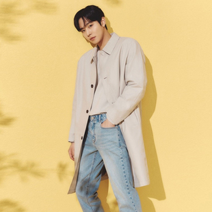 %国内现货180码安孝燮明星同款春款EDITION米色休闲中长款风衣男