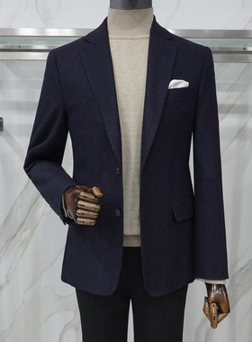 0120秋冬款liberclassy深藏青色羊毛西服外套加大190码
