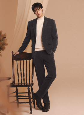 车银优明星同款0101秋liberclassy条绒西装西服两件套加大码190码