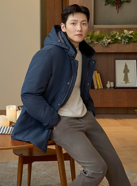 池昌旭明星同款0130秋季PARK LAND米色弹力商务灯芯绒休闲裤