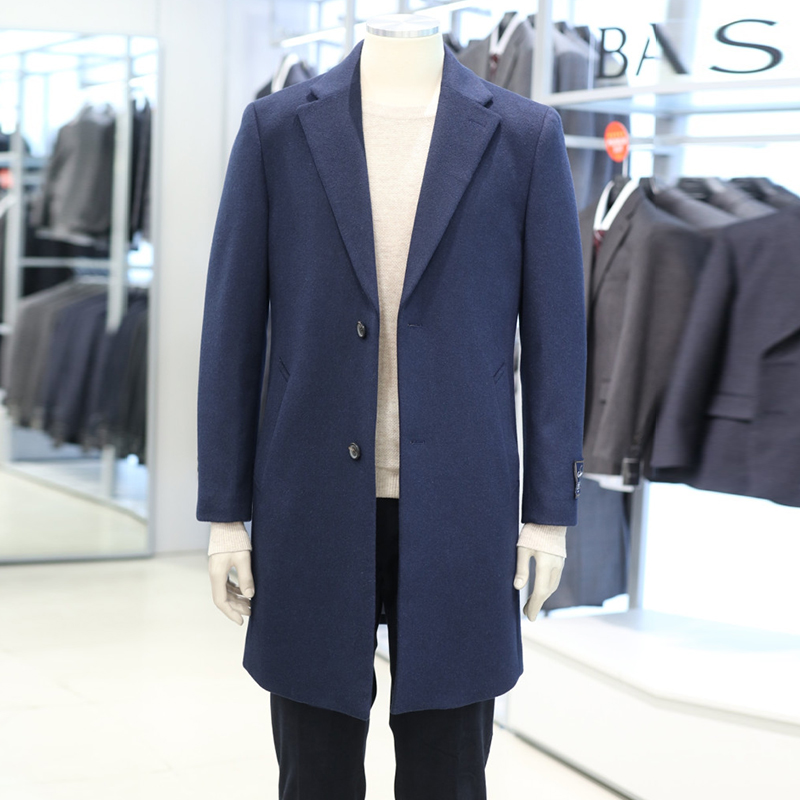 蓝色羊毛羊绒毛呢大衣毛呢大衣