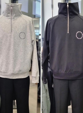 0301春款EZIO韩版男士乳白色拉链半开口高领弹力宽松休闲卫衣3色