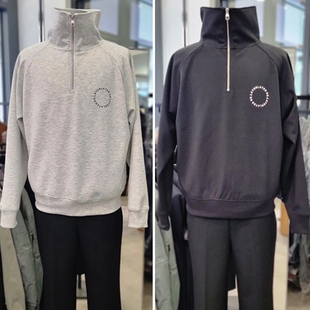 0301春款EZIO韩版男士乳白色拉链半开口高领弹力宽松休闲卫衣3色