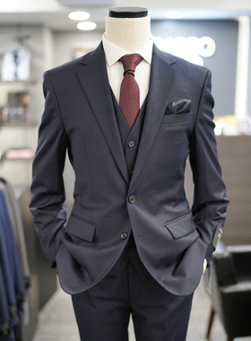 2025年秋款BASSO藏青色商务职业弹力西服套装可配三件套加大190码