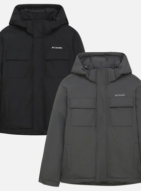 0301冬款Columbia哥伦比亚黑色炭灰色保暖可拆卸帽子棉衣2色R