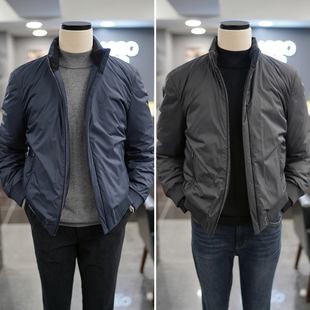 0130冬款BASSO黑色XH2藏蓝色纯色立领鹅绒短款休闲夹克外套2色