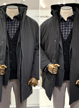 2025年冬季新款EDITION黑色深灰色中长款男士时尚休闲鸭绒羽绒服