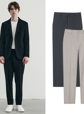 0101秋款Mind Bridge心桥韩版男士灰色黑色松紧腰锥形休闲裤长裤