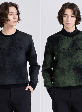 2025秋装韩国代购高尔夫品牌CHALLENGER圆领渐变针织衫男士2色