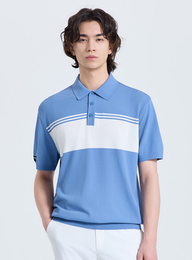 2026年夏装男装弹力网状透气孔高尔夫翻领短袖针织POLO衫男生4色