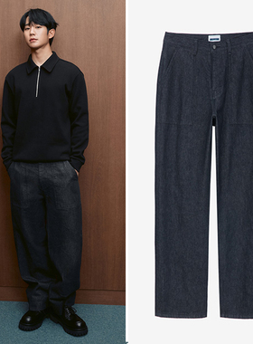 丁海寅韩国明星同款0101秋季Mind Bridge心桥靛蓝色牛仔裤长裤男