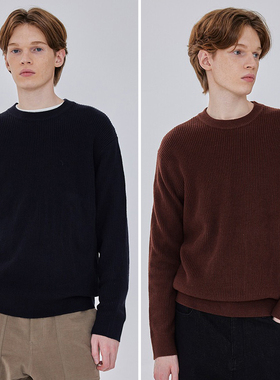 0101冬季Mind Bridge心桥藏青色圆领休闲落肩宽松长袖针织衫3色