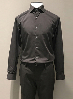 #国内现货165码春秋款ZIOZIA ANDZ黑色商务正装长袖衬衫休闲衬衣