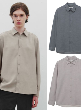 0101春款Mind Bridge心桥米色灰蓝色宽松休闲长袖衬衫2色