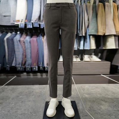 BASSO秋冬款黑色修身弹力休闲裤