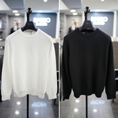 新款 BASSO韩版 男青年黑色白色圆领棉混纺长袖 2026年春季 针织衫