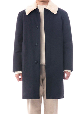 %国内现货180码冬T.I FOR MEN灰色拆卸毛领中长款鹅绒羽绒服男士