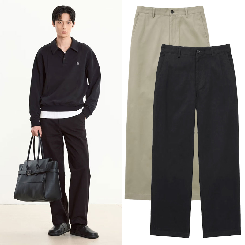 秋季TNGT直筒纯棉阔腿宽松休闲裤