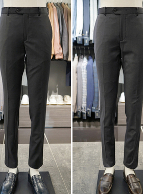 0130秋款BASSO黑色炭灰色纯色羊毛混纺商务弹力直筒休闲西裤长裤
