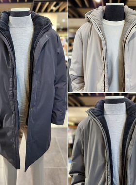 DR1121冬款4折特价EDITION浅灰色商务可拆卸毛领鹅绒羽绒服男3色