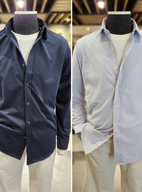 #国内现货175码秋EDITION深蓝色纯色棉质商务休闲长袖衬衫男士