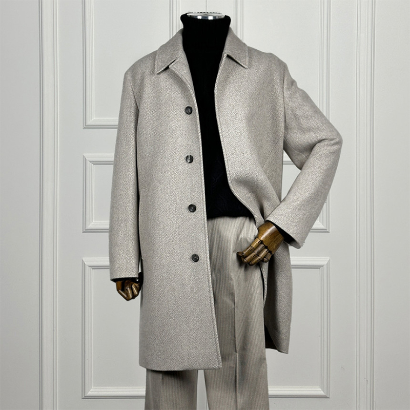 2024秋冬新款黑色羊毛毛呢大衣