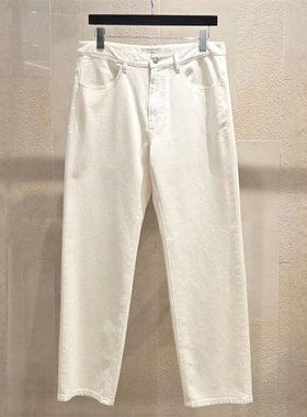 2025年秋季新款TIME HOMME韩国代购高端男装乳白色纯棉牛仔裤Q