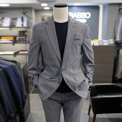 BASSO男士夏季羊毛混纺西服套装